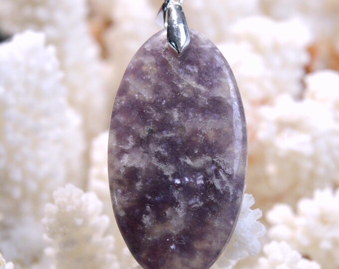 62-carat Lepidolite - Natural Stone Cabochon Pendant - Brazil / FX80