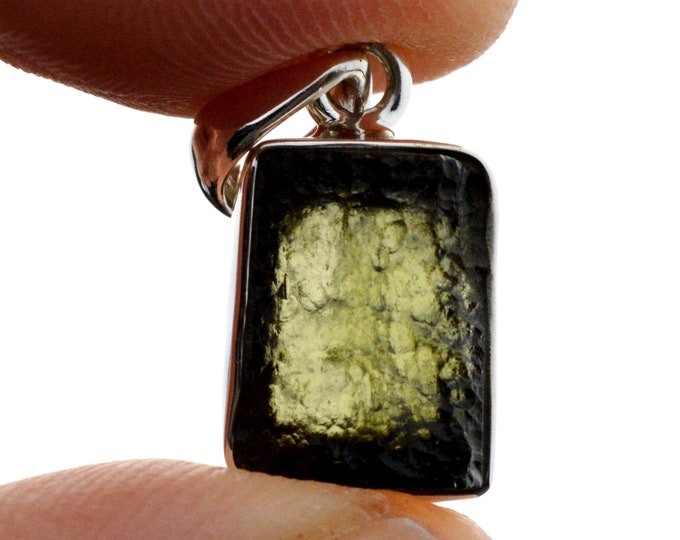 Moldavite - 13 carats - pendentif pierre naturelle - République Tchèque - Argent 925
