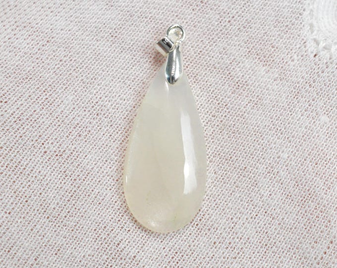 Pierre de lune blanche 16 carats - pendentif cabochon pierre naturelle - Tanzanie / FU92