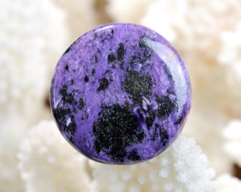 Charoite Silver Ring T54 - Natural Silver Ring - Russia // CW42