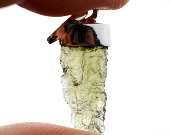 Moldavite - 8.5 carats - pendentif pierre naturelle - République Tchèque - Argent 925