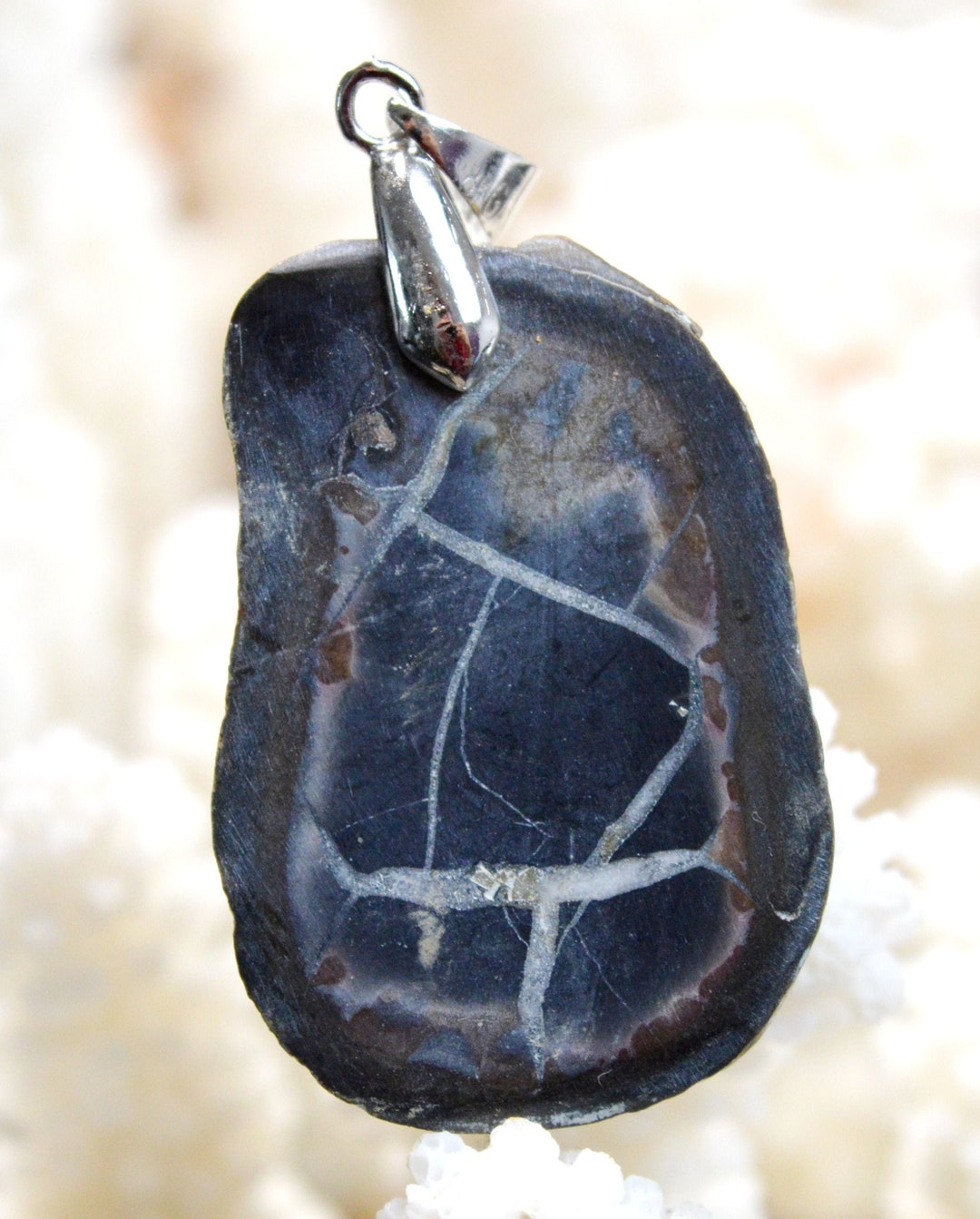 Pendentif Cabochon Septaria 59 Carats - Pierre Naturelle Du Maroc - Neuf Avec étiquettes