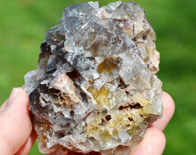 Fluorite & Quartz 279 grams - Valzergues, Villefranche-de-Rouergue, Aveyron, Occitanie, France