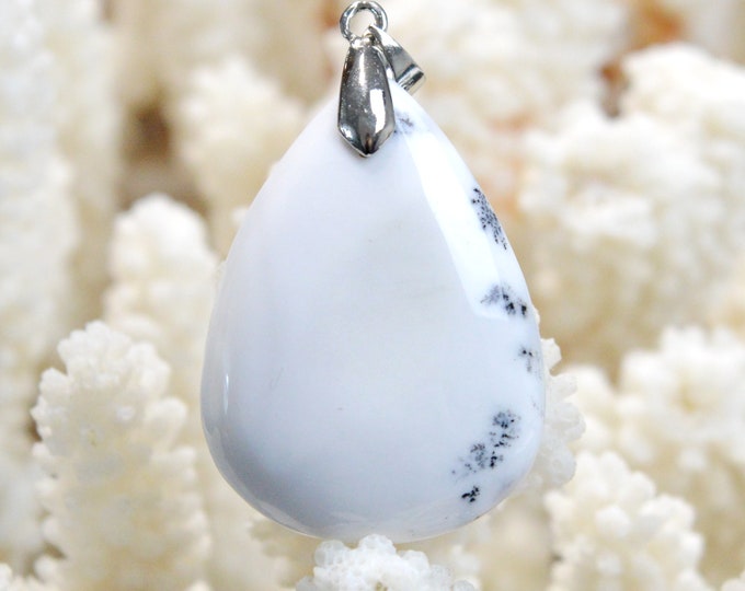 60 Carat Dendrite Agate - Natural Stone Cabochon Pendant - Türkiye / FH10