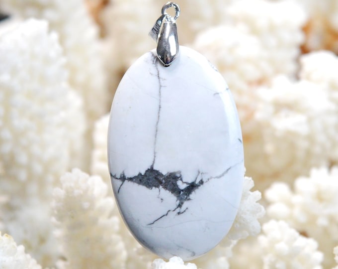 Howlite 79 carats - pendentif cabochon pierre naturelle - USA / FD3