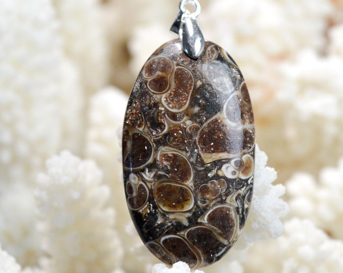 Turitella agate 36 carats - natural stone cabochon pendant - USA // DV26