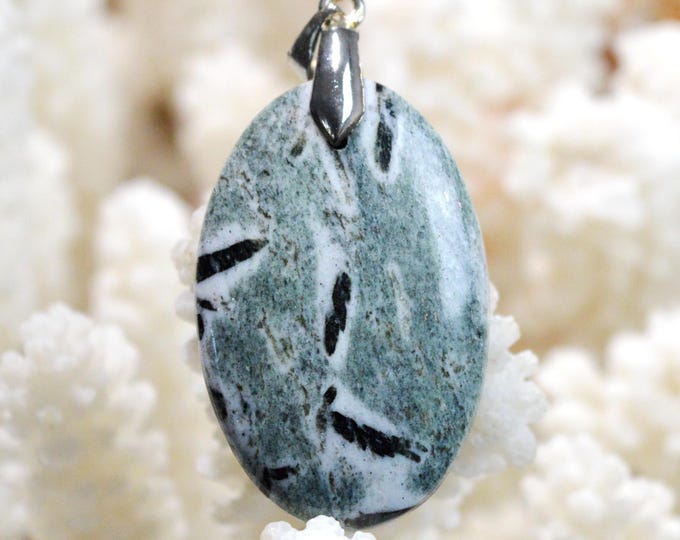 Hornblende & Almandine Garnet 45 carats - natural stone cabochon pendant - Austria / FZ10