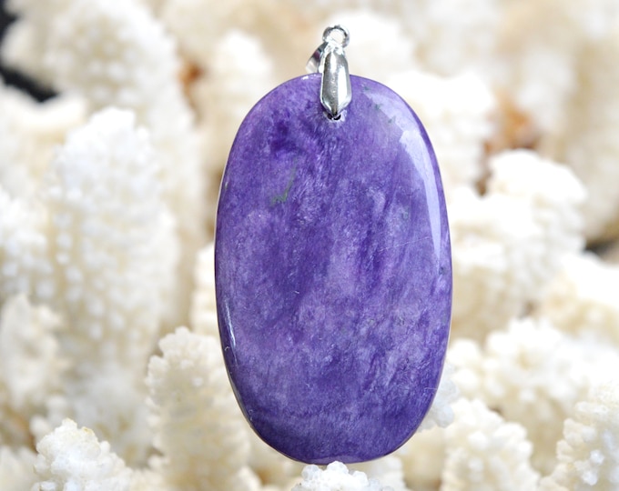 Charoite 104 carats - pendentif cabochon pierre naturelle - Russie / ED55