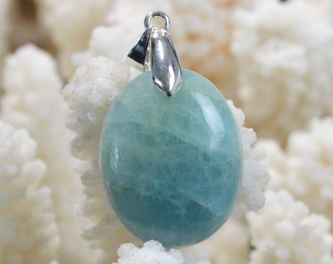 Aigue-marine 37 carats - pendentif cabochon pierre naturelle - Brésil / FV64