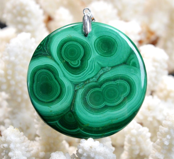 Malachite 206 carats - pendentif cabochon pierre naturelle - Congo / EY2