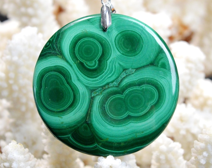 Malachite 206 carats - pendentif cabochon pierre naturelle - Congo / EY2