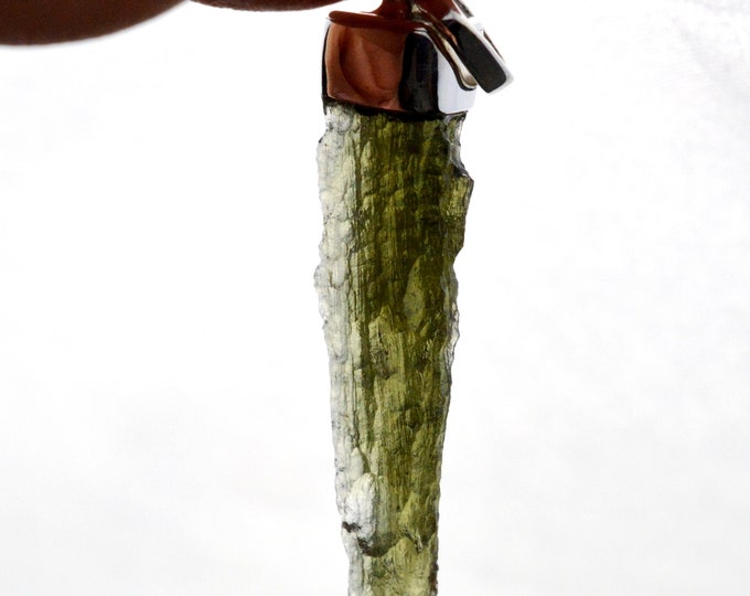 Moldavite - 11.5 carats - pendentif pierre naturelle - République Tchèque - Argent 925