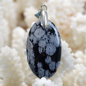 26 Carat Snowflake Obsidian - Natural Stone Cabochon Pendant - USA / FU19