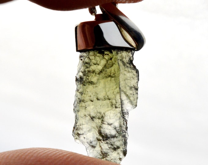 Moldavite - 8 carats - pendentif pierre naturelle - République Tchèque - Argent 925