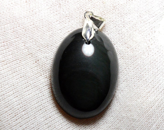 71 carat obsidian - natural stone cabochon pendant - Mexico / FC20