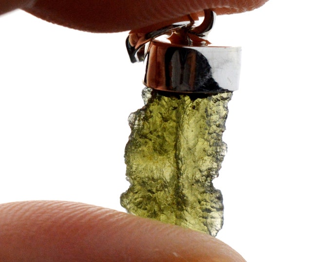 Moldavite - 9.5 carats - pendentif pierre naturelle - République Tchèque - Argent 925