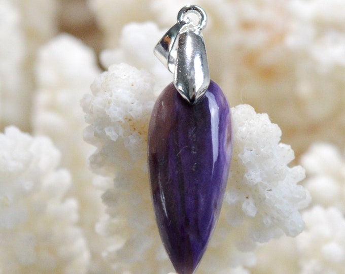 Charoite 17 carats - pendentif cabochon pierre naturelle - Russie / FO85