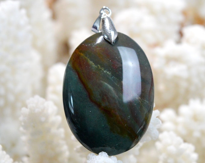 61 carat polychrome jasper - natural stone cabochon pendant - Madagascar / FL60