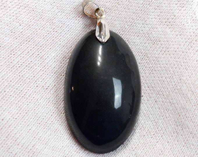 75-carat black obsidian - natural stone cabochon pendant - Mexico /GD13