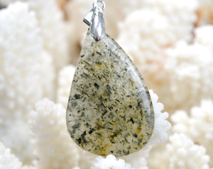 51 Carat Epidote Quartz - Natural Gemstone Cabochon Pendant - China // DR63