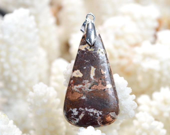 Native Copper & 44 Carat Dolomite - Natural Stone Cabochon Pendant - Michigan, USA / EJ18