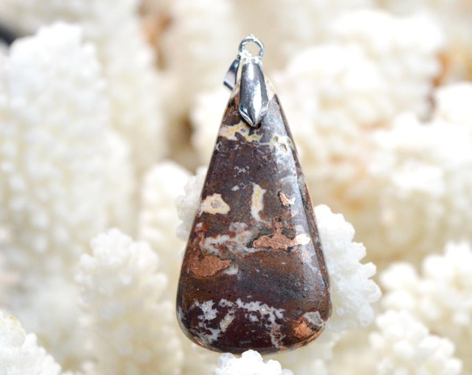 Native Copper & Dolomite 44 carats - natural stone cabochon pendant - Michigan, USA / EJ18