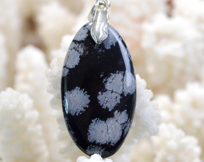 29 Carat Snowflake Obsidian - Natural Stone Cabochon Pendant - USA / FU15