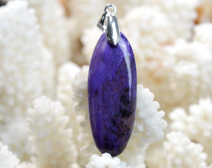 Charoite 33 carats - pendentif cabochon pierre naturelle - Russie / EX70