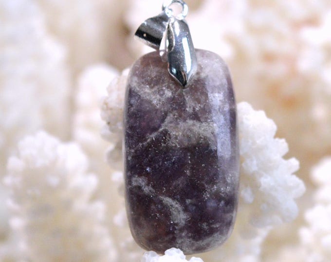 33-carat Lepidolite - Natural Stone Cabochon Pendant - Brazil / FX99