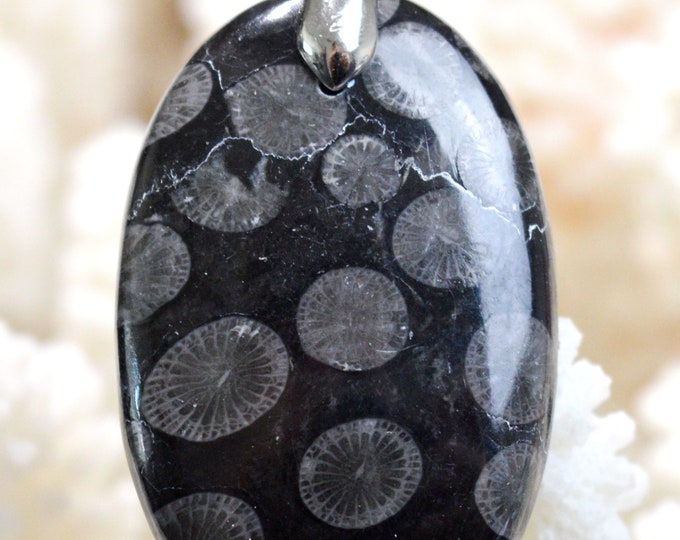 50 carat fossil coral - natural stone cabochon pendant - Indonesia // BN49