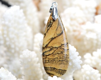 29-carat Landscape Jasper - natural stone cabochon pendant - Namibia / EH9