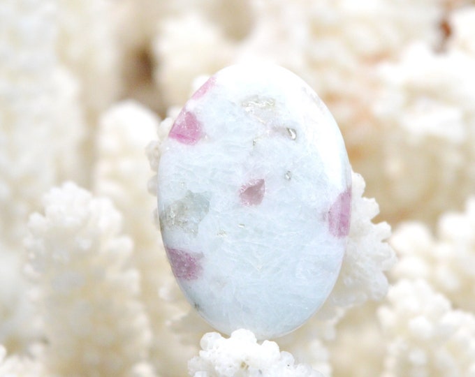 Quartz & pink tourmaline 27 carats - natural stone cabochon - Taquaral, Brazil / ES54