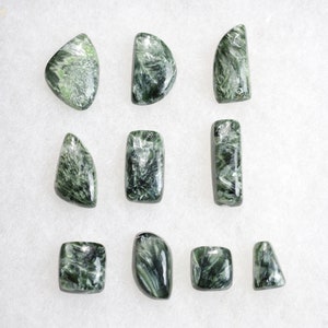 Lot x10 Séraphinite 104 carats - cabochon pierre naturelle - Russie // CL97