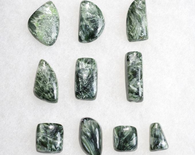 Lot x10 Seraphinite 104 carats - cabochon natural stone - Russia // CL97
