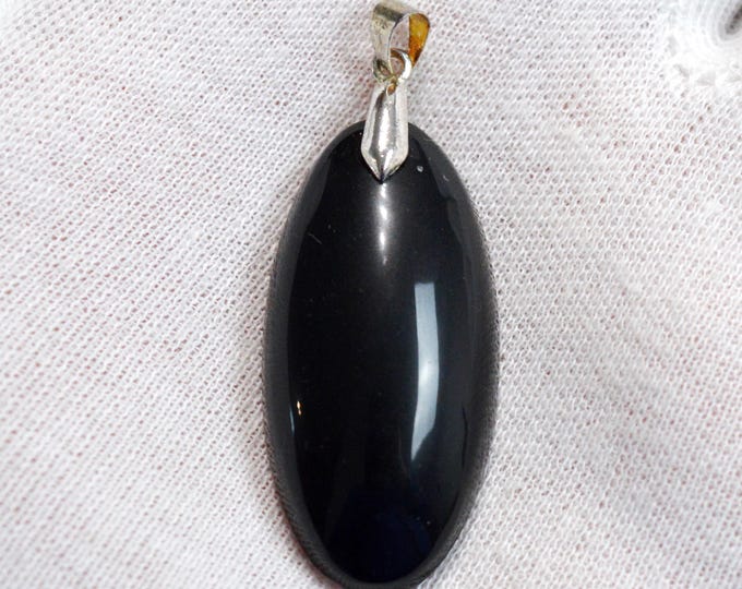 63-carat black obsidian - natural stone cabochon pendant - Mexico /GD18