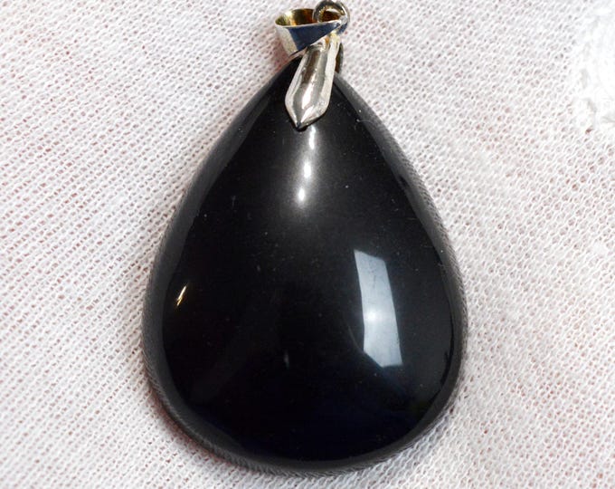 94-carat black obsidian - natural stone cabochon pendant - Mexico /GD9