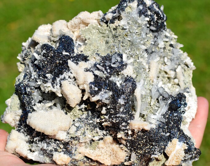 Spalerite var. Marmatite & Quartz calcite 1610 grams - Cavnic Mine, Cavnic, Maramureș, Romania