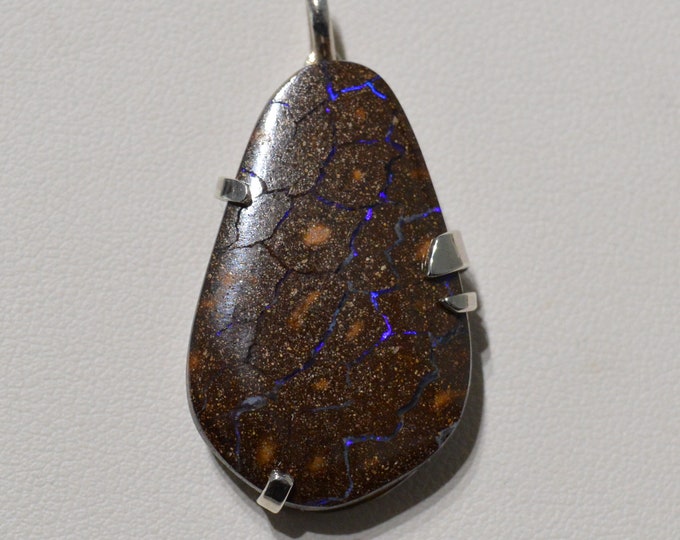 Opal - 34 Carat Yowah Boulder Opal Silver Pendant - Natural Opal Silver Pendant