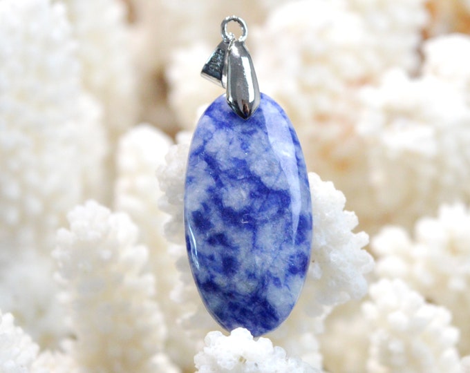 Quartz & Dumortierite 27 carats - pendentif cabochon pierre naturelle - Brésil / FH68