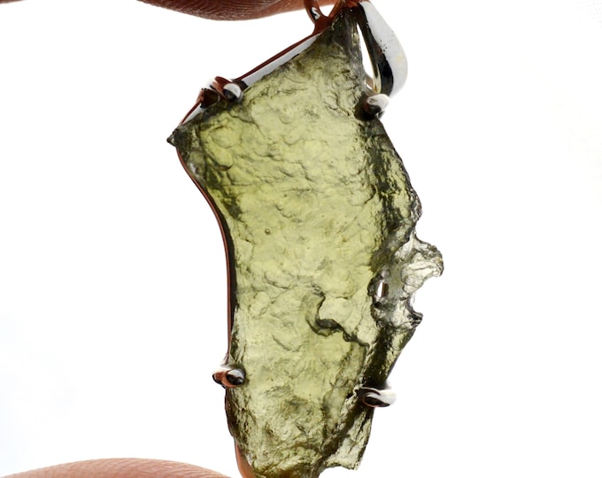 Moldavite - 22 carats - pendentif pierre naturelle - République Tchèque - Argent 925