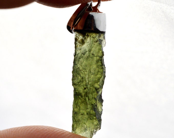 Moldavite - 12 carats - pendentif pierre naturelle - République Tchèque - Argent 925