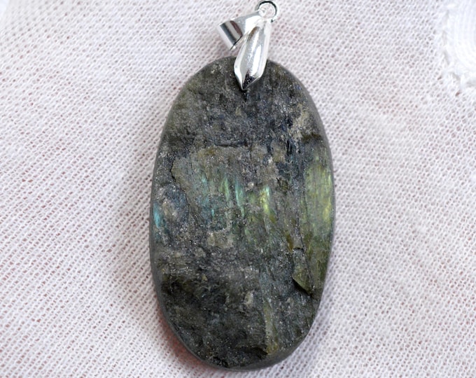 91 carat Labradorite - natural stone cabochon pendant - Madagascar / GC24