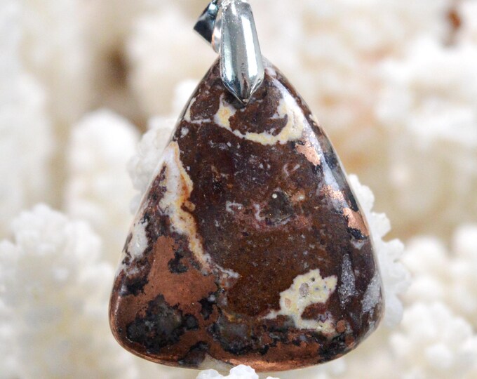 Native Copper & Dolomite 89 Carat - Natural Stone Cabochon Pendant - Michigan, USA / FT88