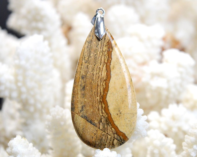 Landscape Jasper 66 carats - natural stone cabochon pendant - Namibia / EG80