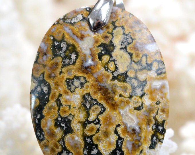 62 carat ocean jasper - natural stone cabochon pendant - Indonesia // REF N3