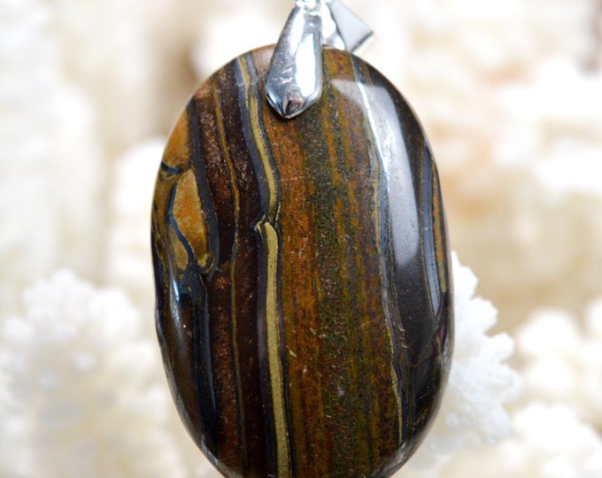 Oeil de tigre 71 carats - pendentif cabochon pierre naturelle - Australie // BY99