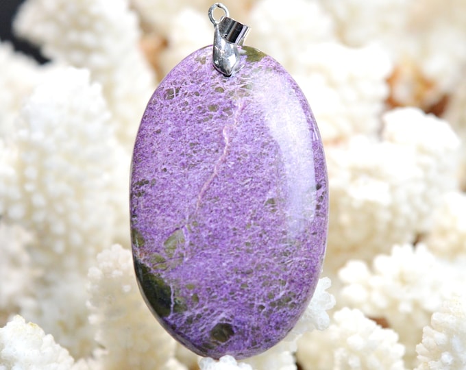Stichtite & Serpentine 93 carats - natural stone cabochon pendant - Tasmania, Australia // DX24