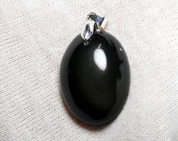 66 carat obsidian - natural stone cabochon pendant - Mexico / FC15