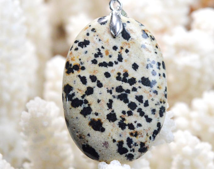 Jaspe dalmatien 60 carats - pendentif cabochon pierre naturelle - Mexique / FS80