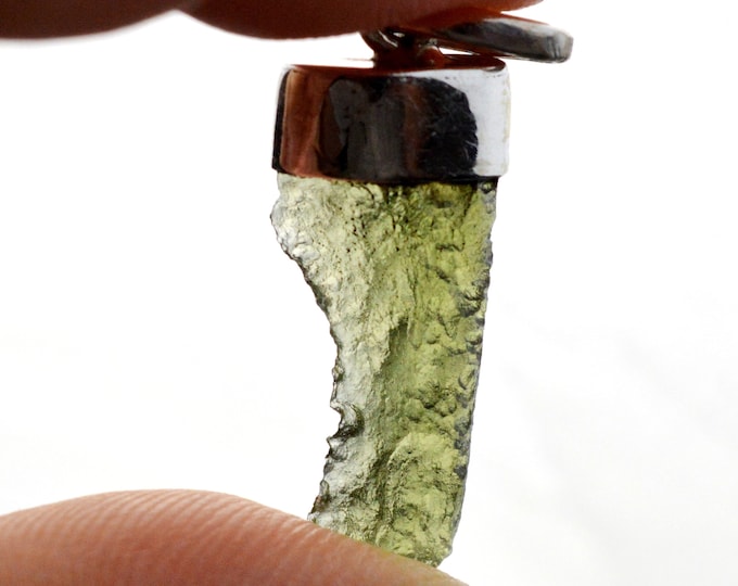 Moldavite - 10.5 carats - pendentif pierre naturelle - République Tchèque - Argent 925